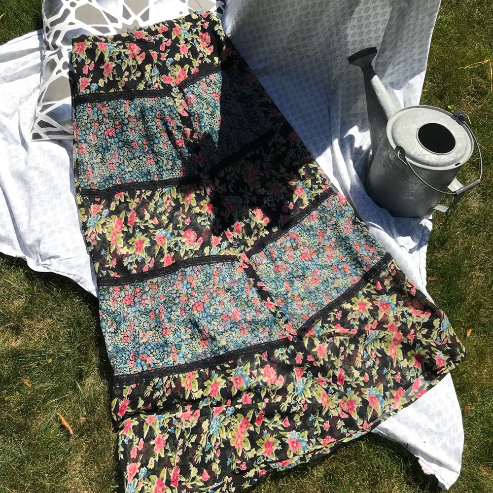 Urban Outfitters Floral Sheer Maxi Skirt